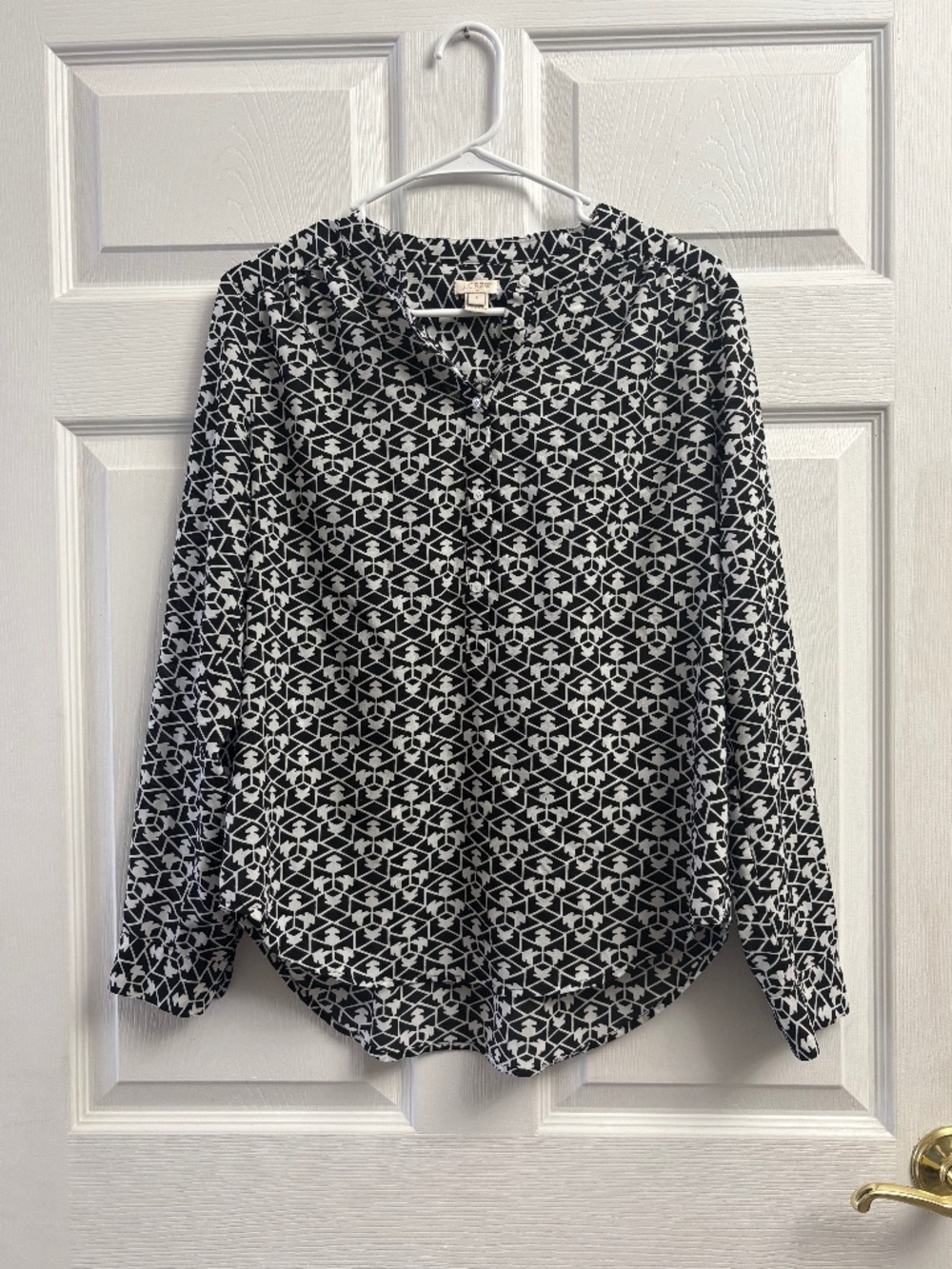 Women's J. Crew Black & White Patterned Blouse